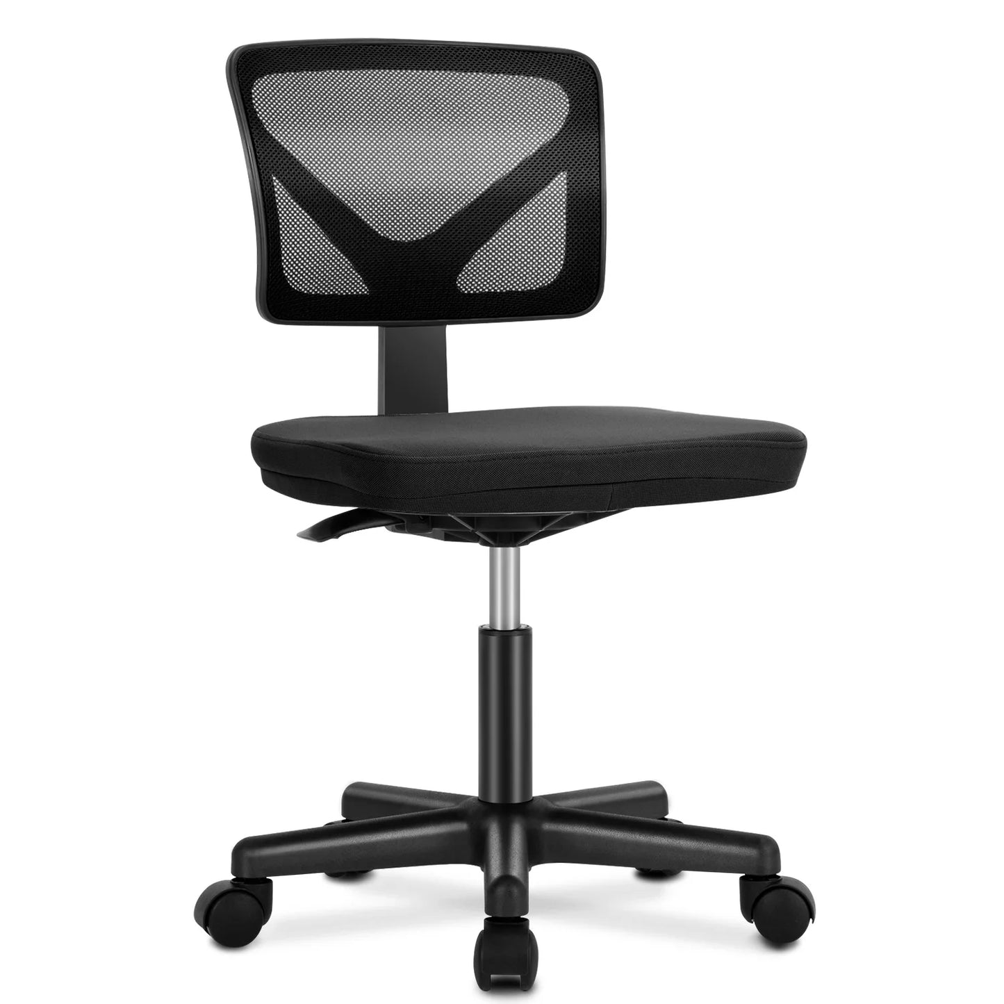 MBM Mesh Armless Office Chair with Lumbar Support – Low Back, Adjustable Height, 360° Swivel, Rolling Computer Chair