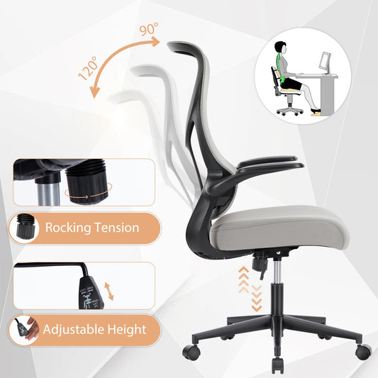 MBM High Back Mesh Office Chair with Flip Up Armrests
