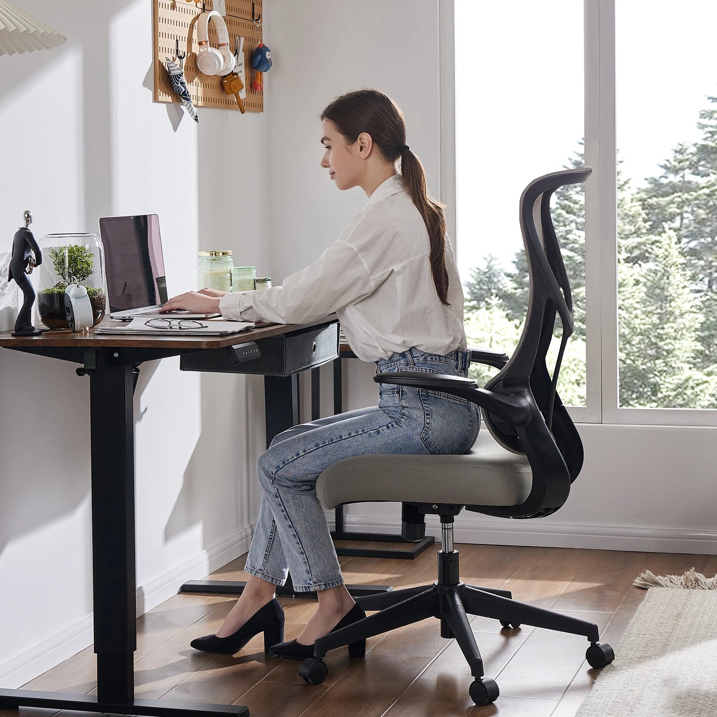 MBM High Back Mesh Office Chair with Flip Up Armrests