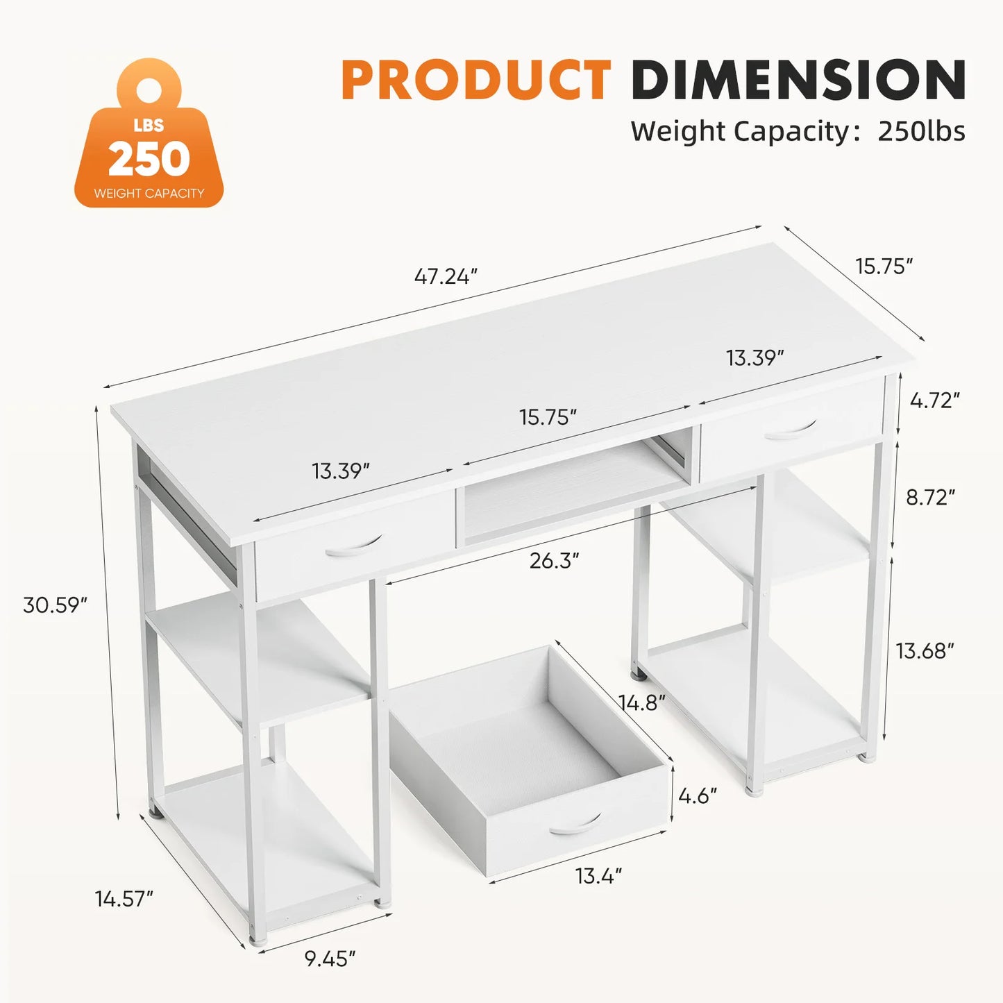 MBM Double Deck Computer Desk 48 Inch