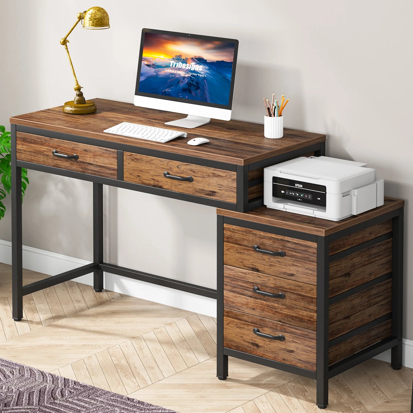 MBM Industrial Style Computer Desk 59 Inch