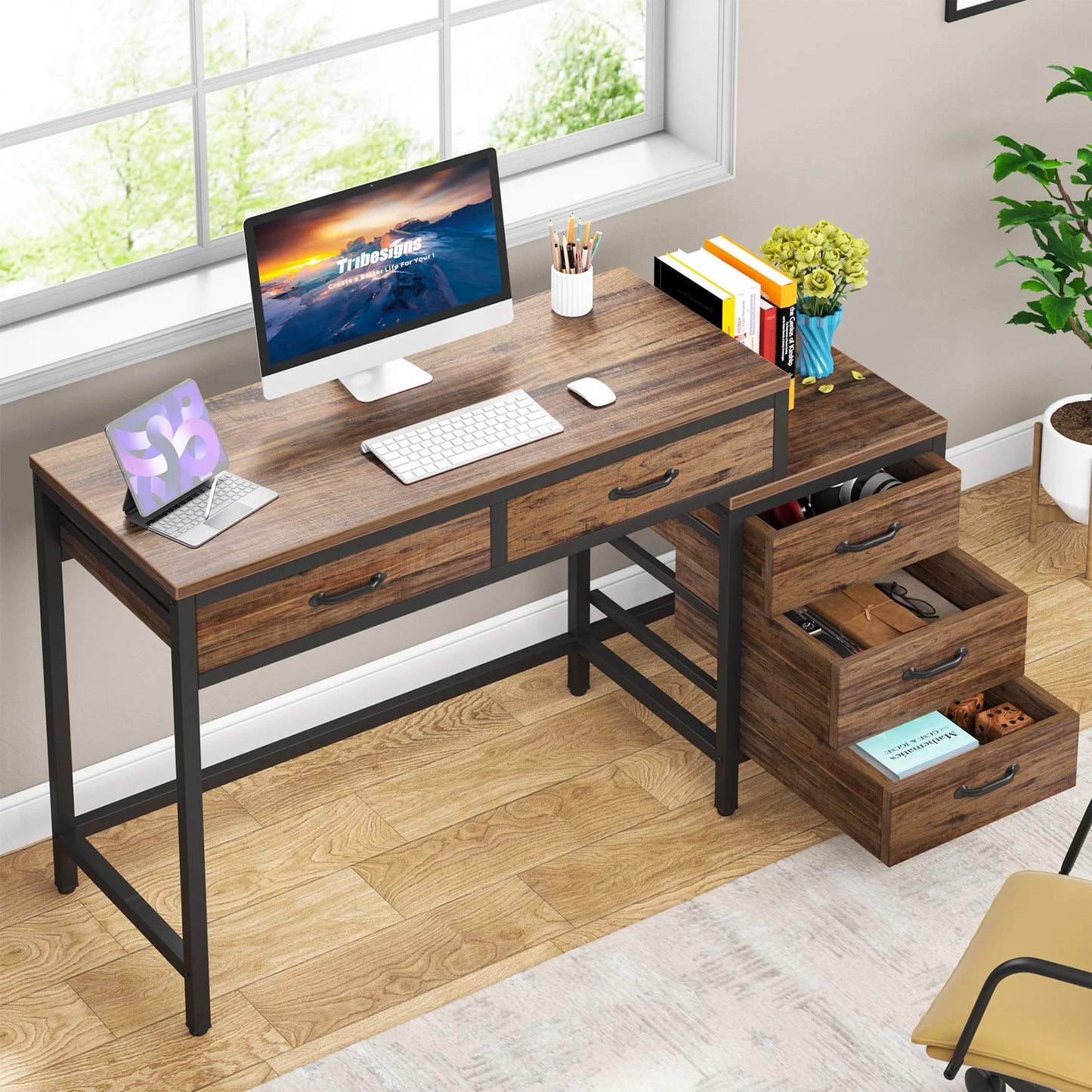 MBM Industrial Style Computer Desk 59 Inch