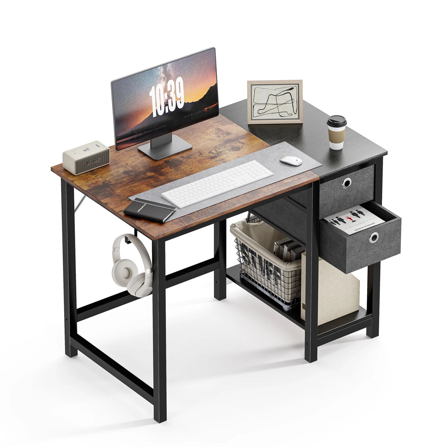 MBM Computer Desk with Two Tier Drawers