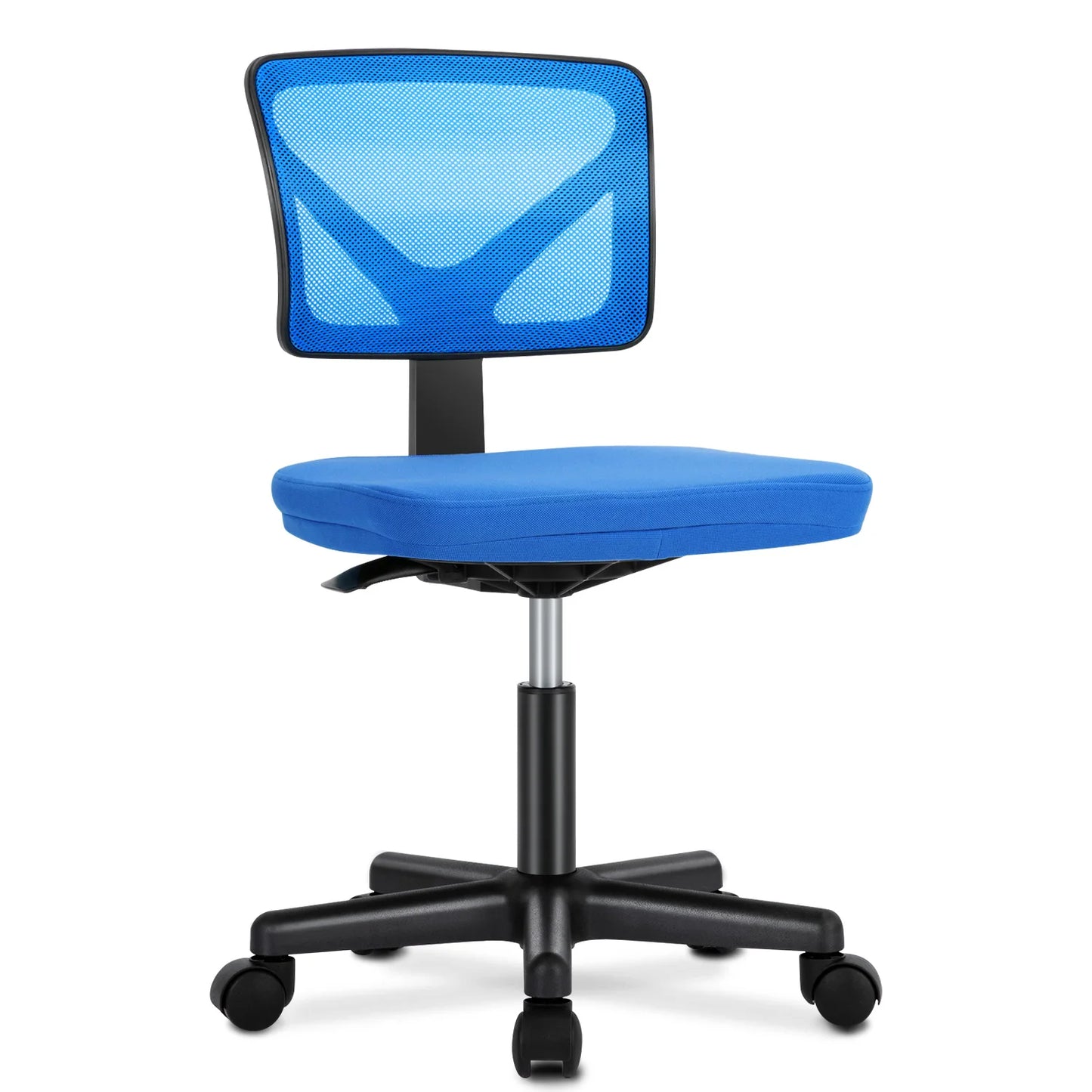 MBM Mesh Armless Office Chair with Lumbar Support – Low Back, Adjustable Height, 360° Swivel, Rolling Computer Chair