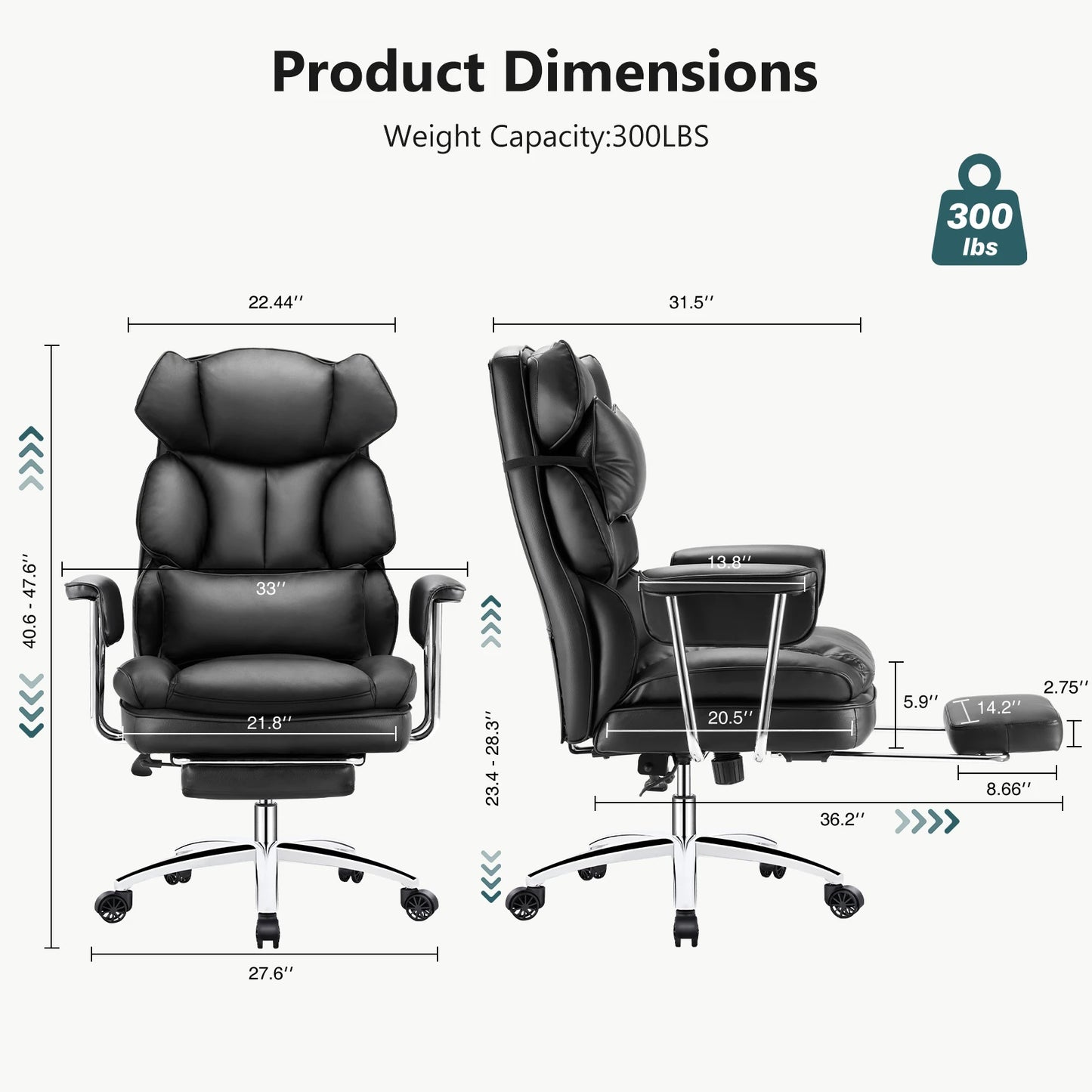 MBM Office Chair with Footrest