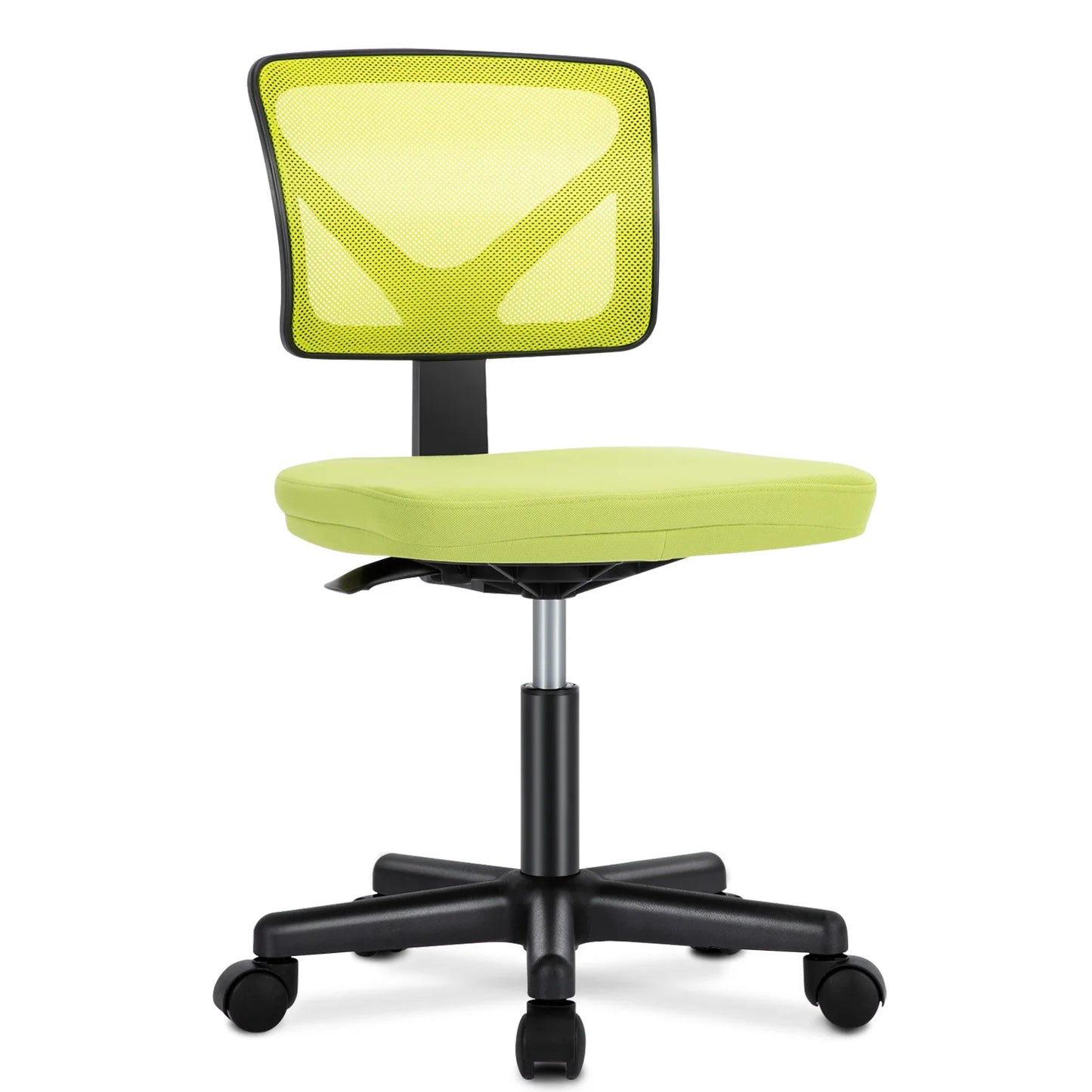 MBM Mesh Armless Office Chair with Lumbar Support – Low Back, Adjustable Height, 360° Swivel, Rolling Computer Chair