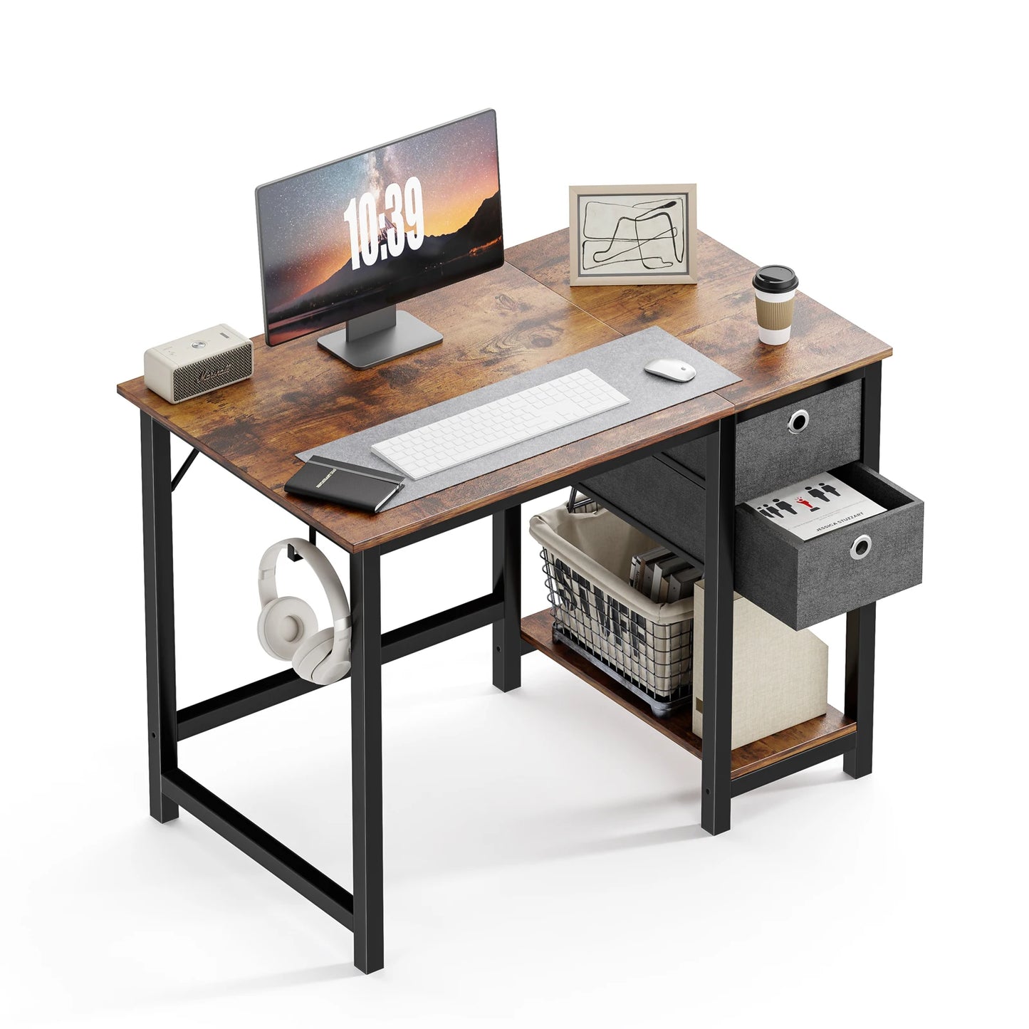 MBM Computer Desk with Two Tier Drawers