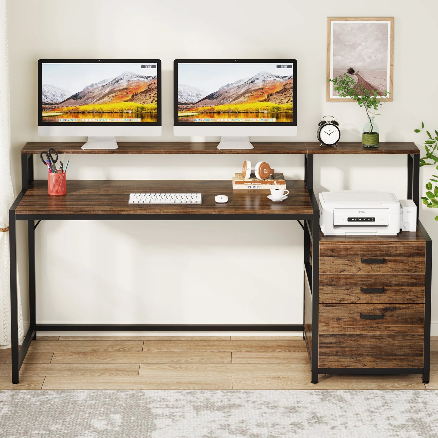 MBM Industrial Style Computer Desk 59 Inch