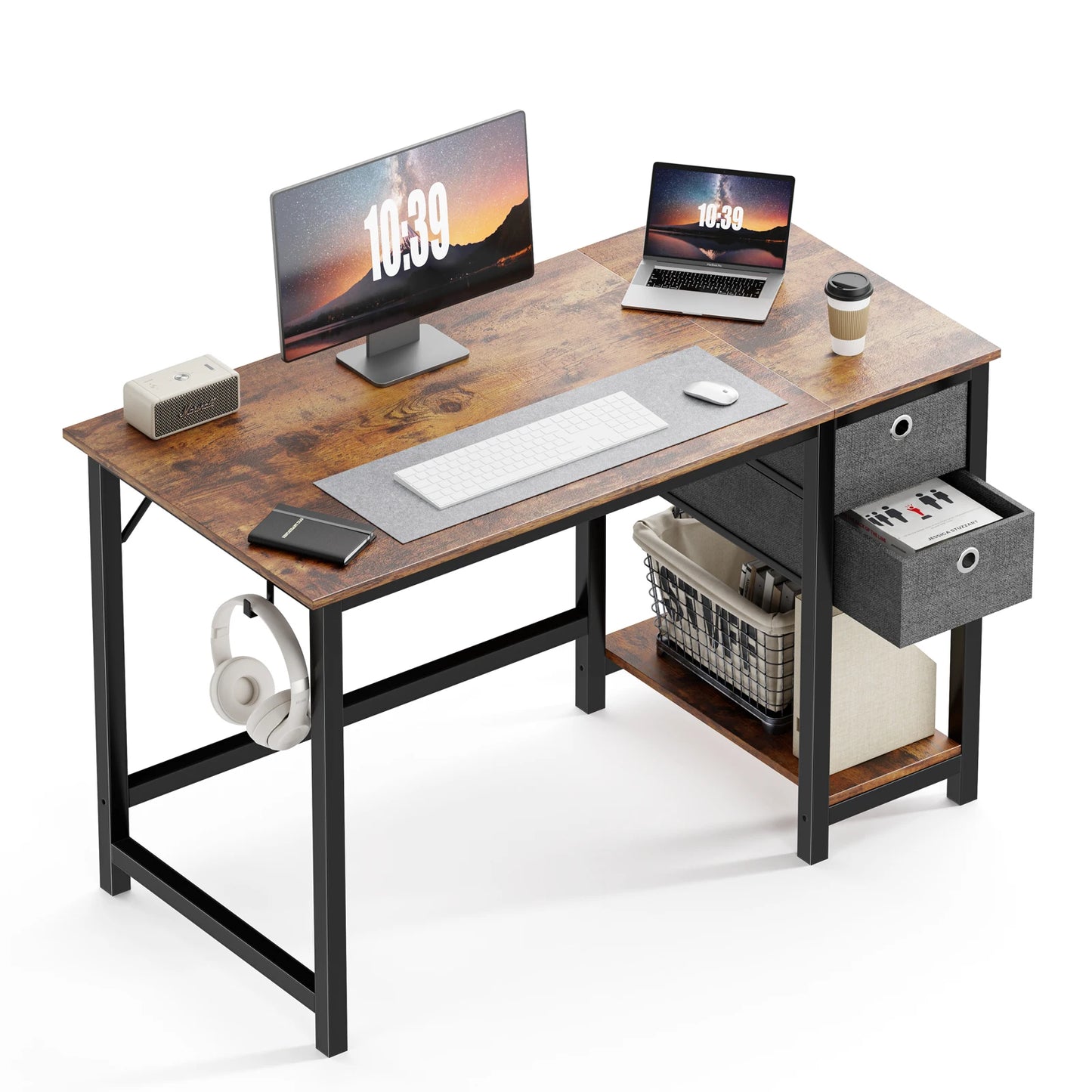 MBM Computer Desk with Two Tier Drawers