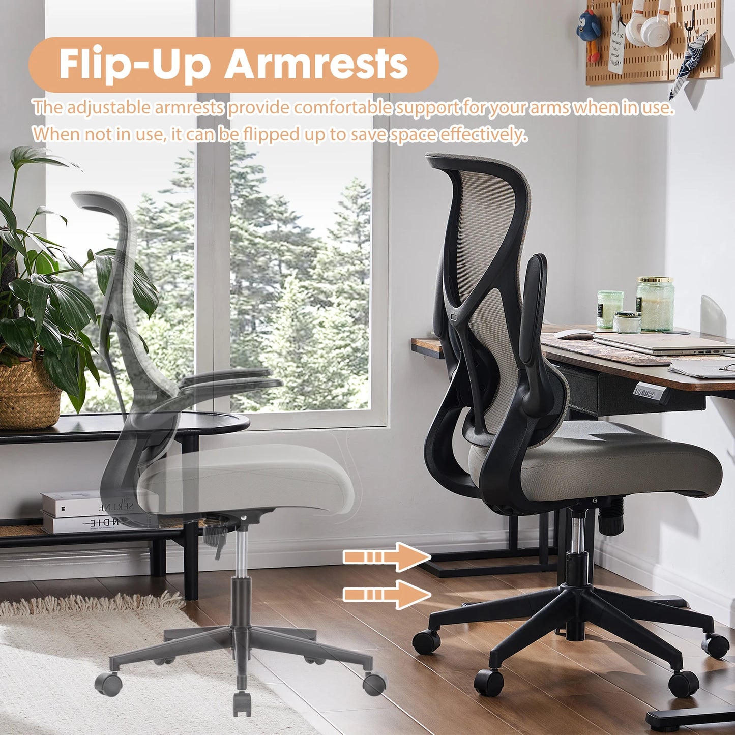 MBM High Back Mesh Office Chair with Flip Up Armrests