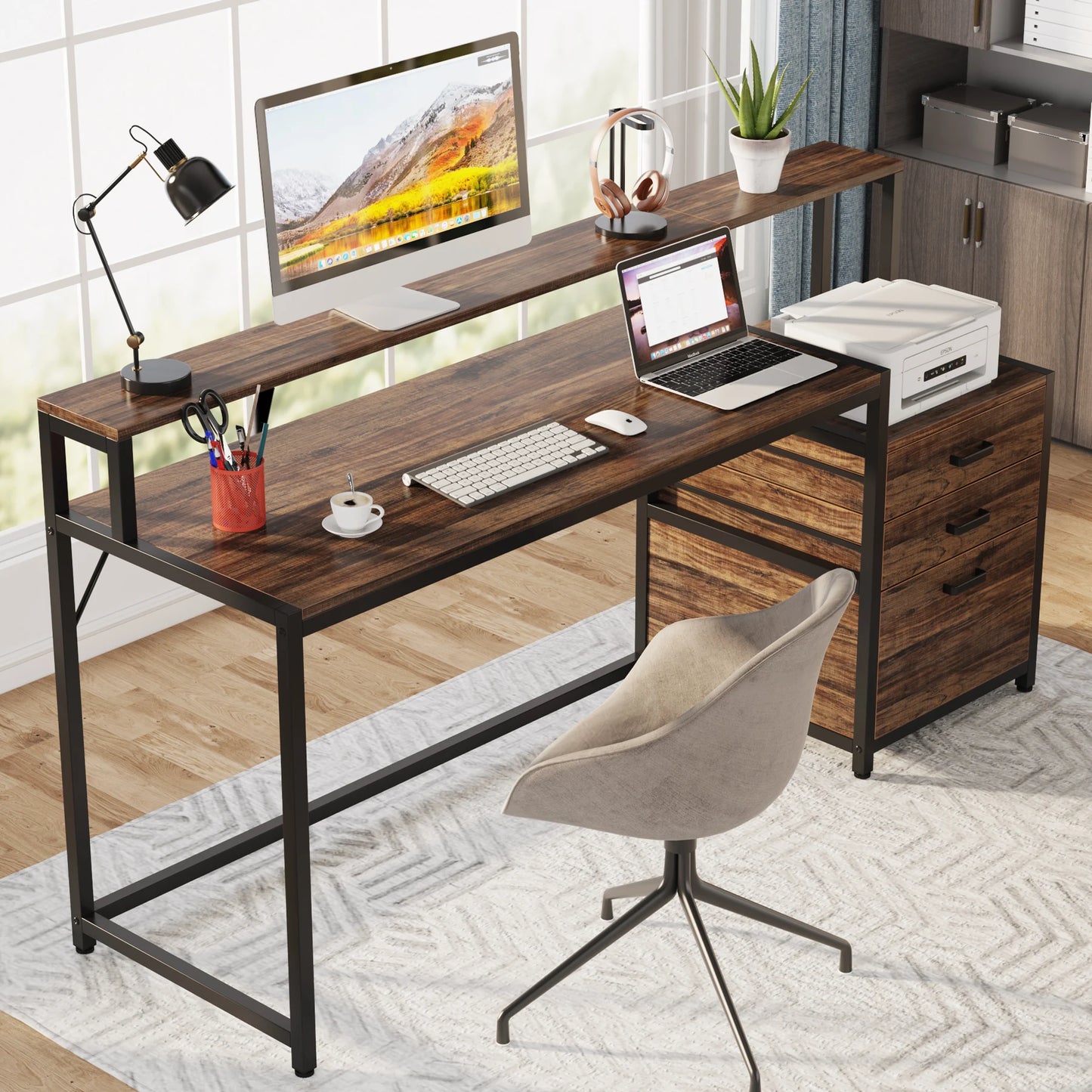 MBM Industrial Style Computer Desk 59 Inch
