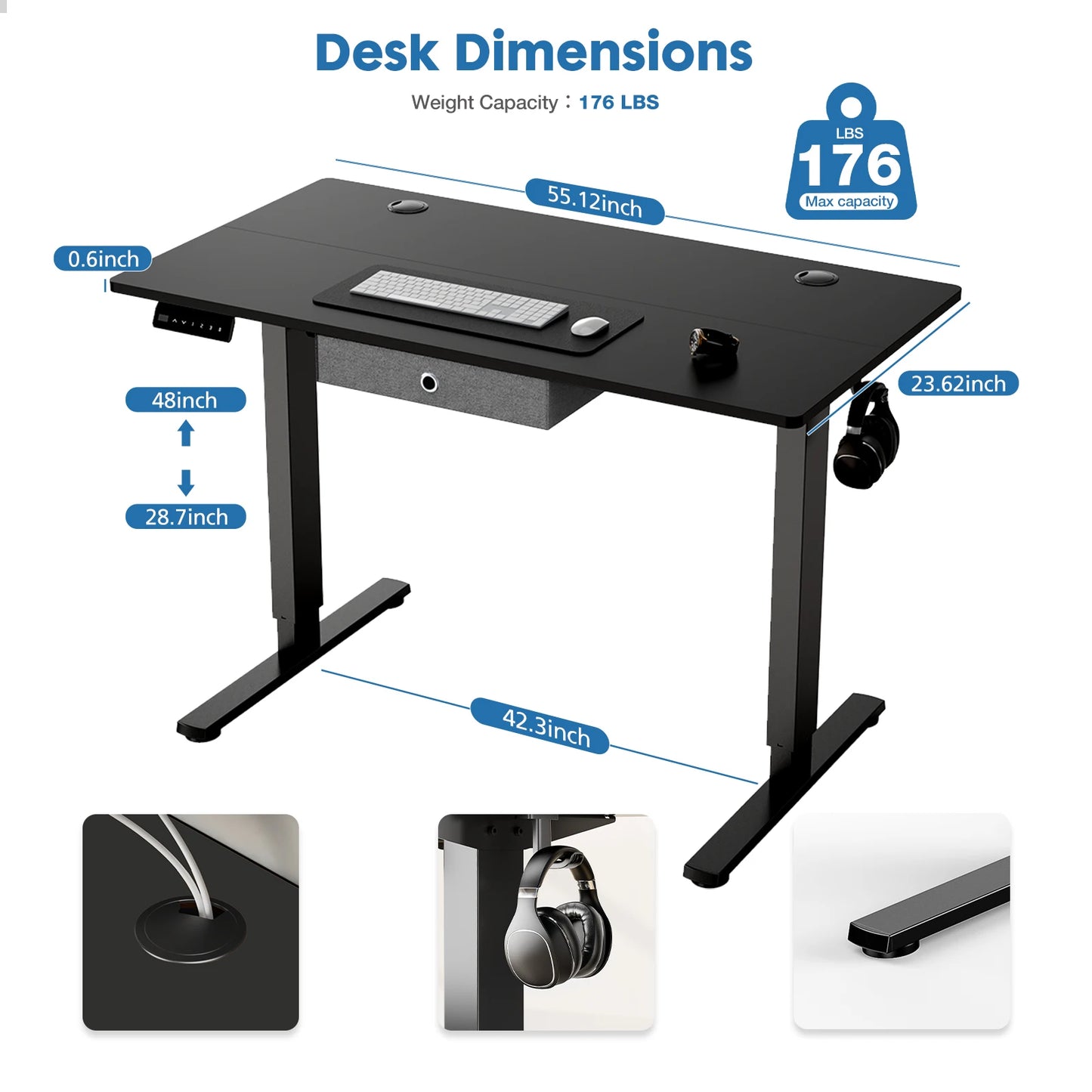 MBM 55 Inch Electric Standing Desk