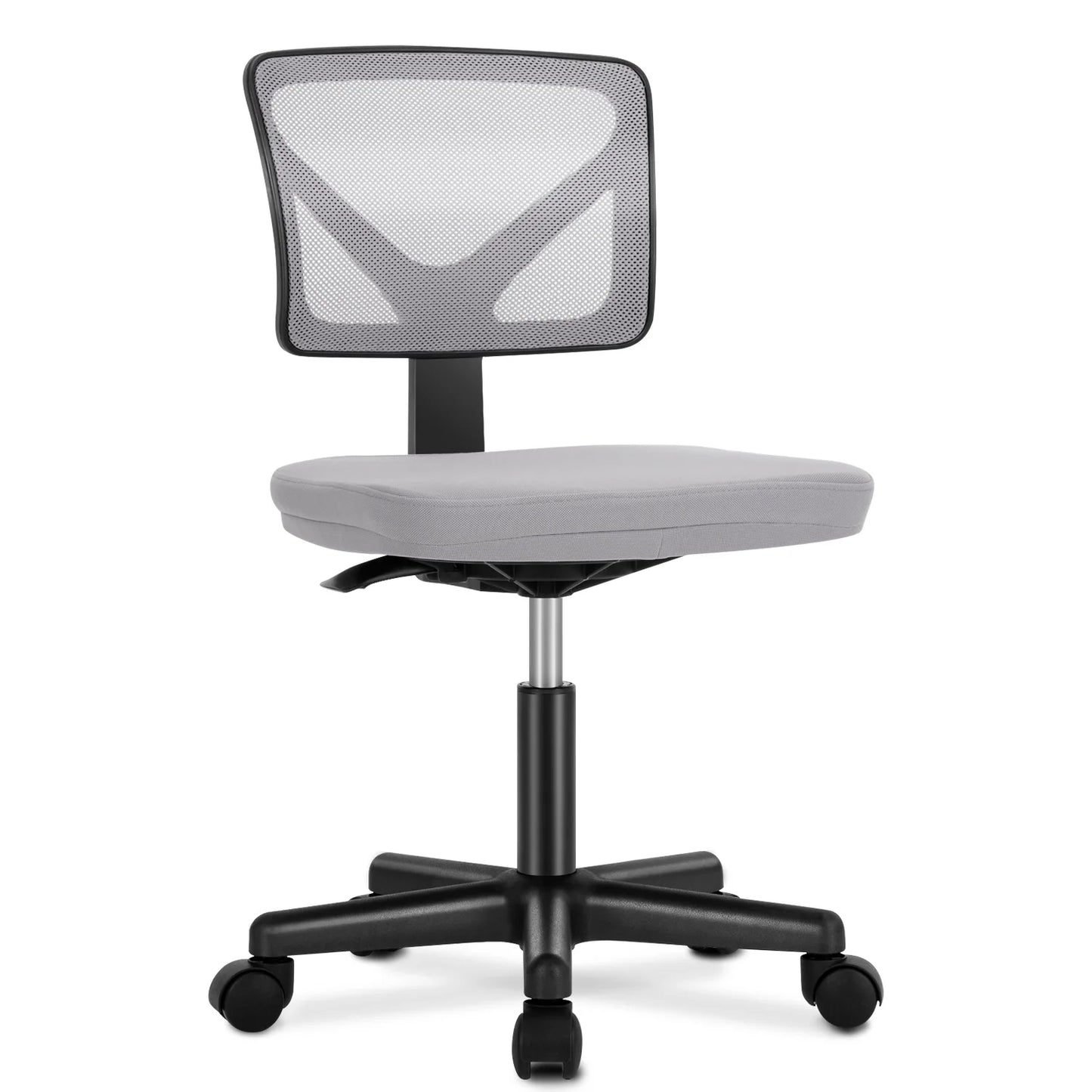 MBM Mesh Armless Office Chair with Lumbar Support – Low Back, Adjustable Height, 360° Swivel, Rolling Computer Chair