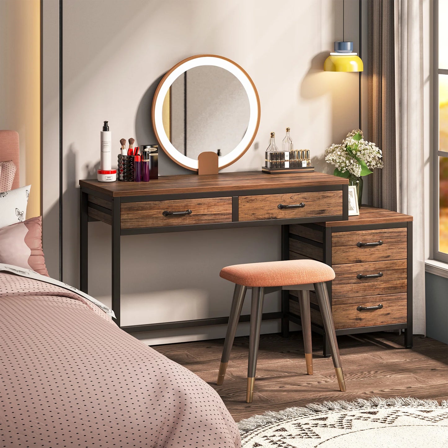 MBM Industrial Style Computer Desk 59 Inch