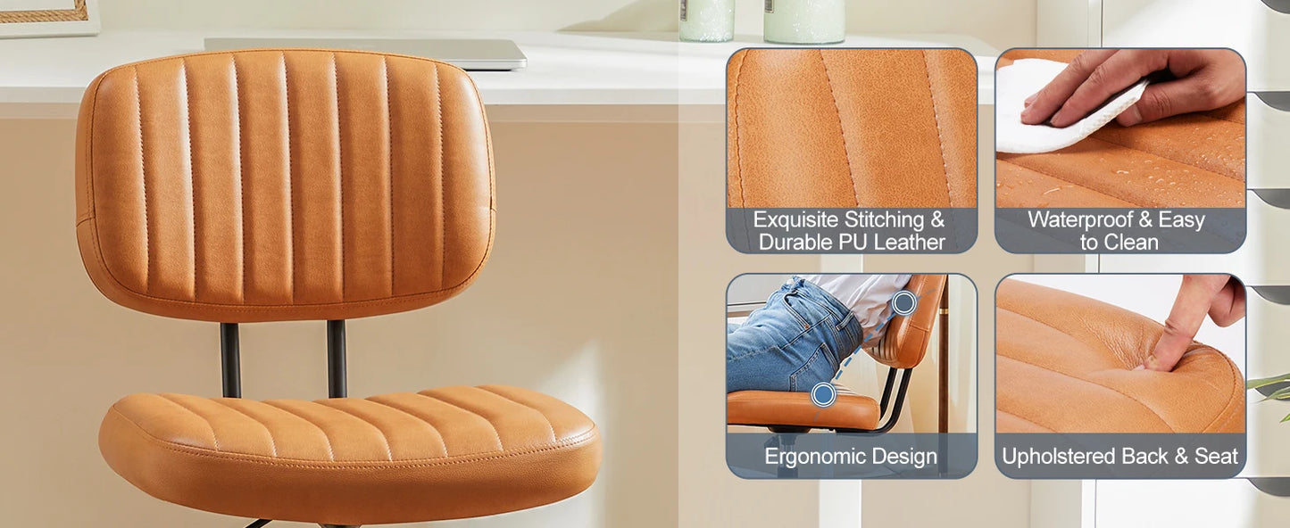 MBM Armless PU Leather Office Chair Modern Adjustable Height Desk Chair