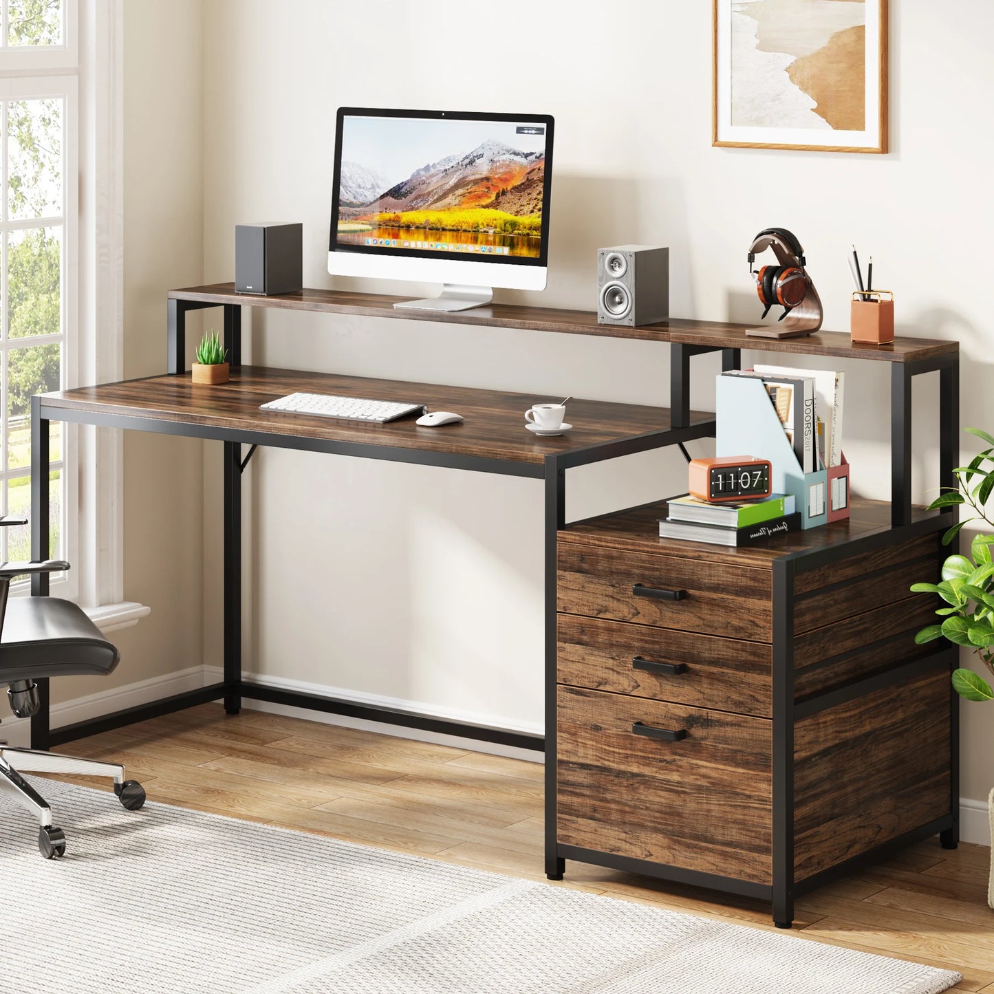 MBM Industrial Style Computer Desk 59 Inch