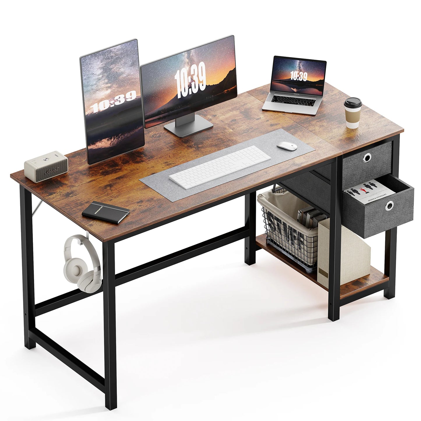 MBM Computer Desk with Two Tier Drawers