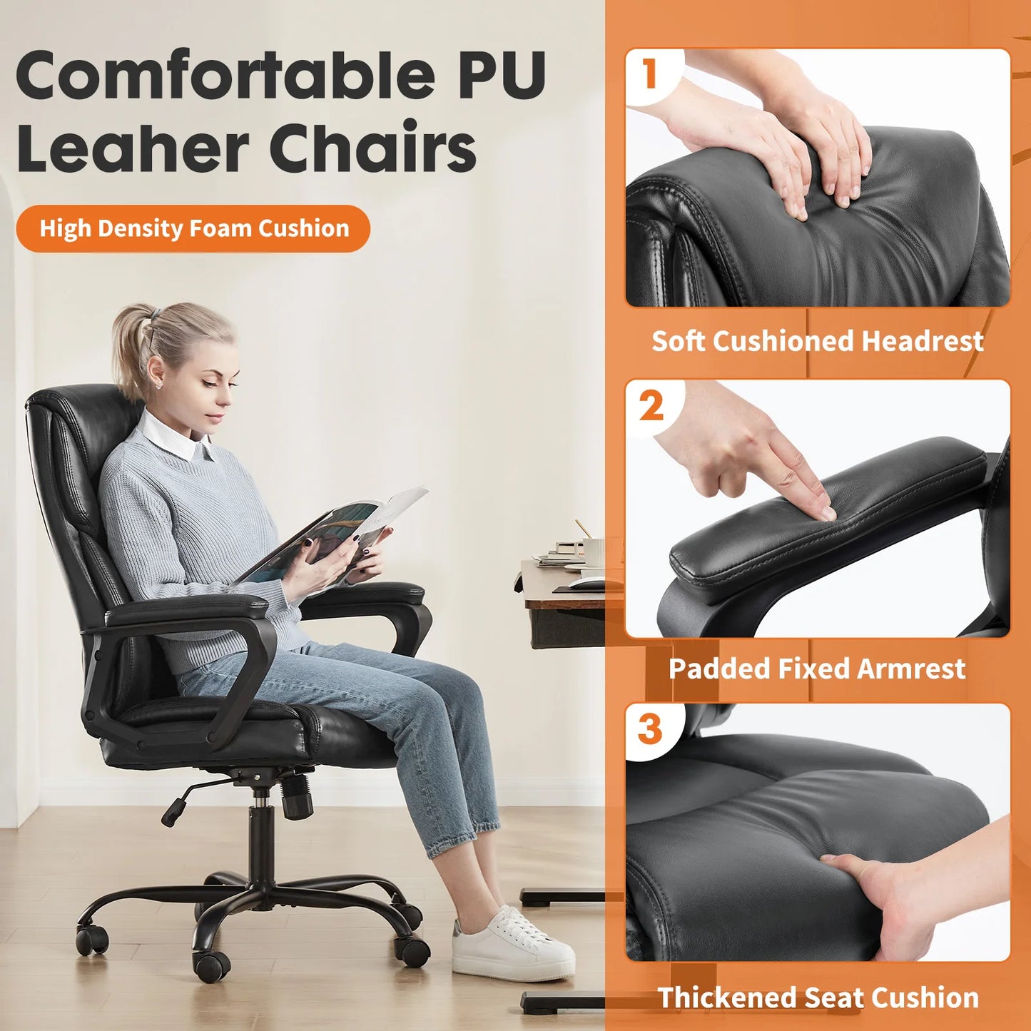 MBM PU Leather Gaming Chair with Padded Armrests Ergonomic Rocker for Gaming & Office