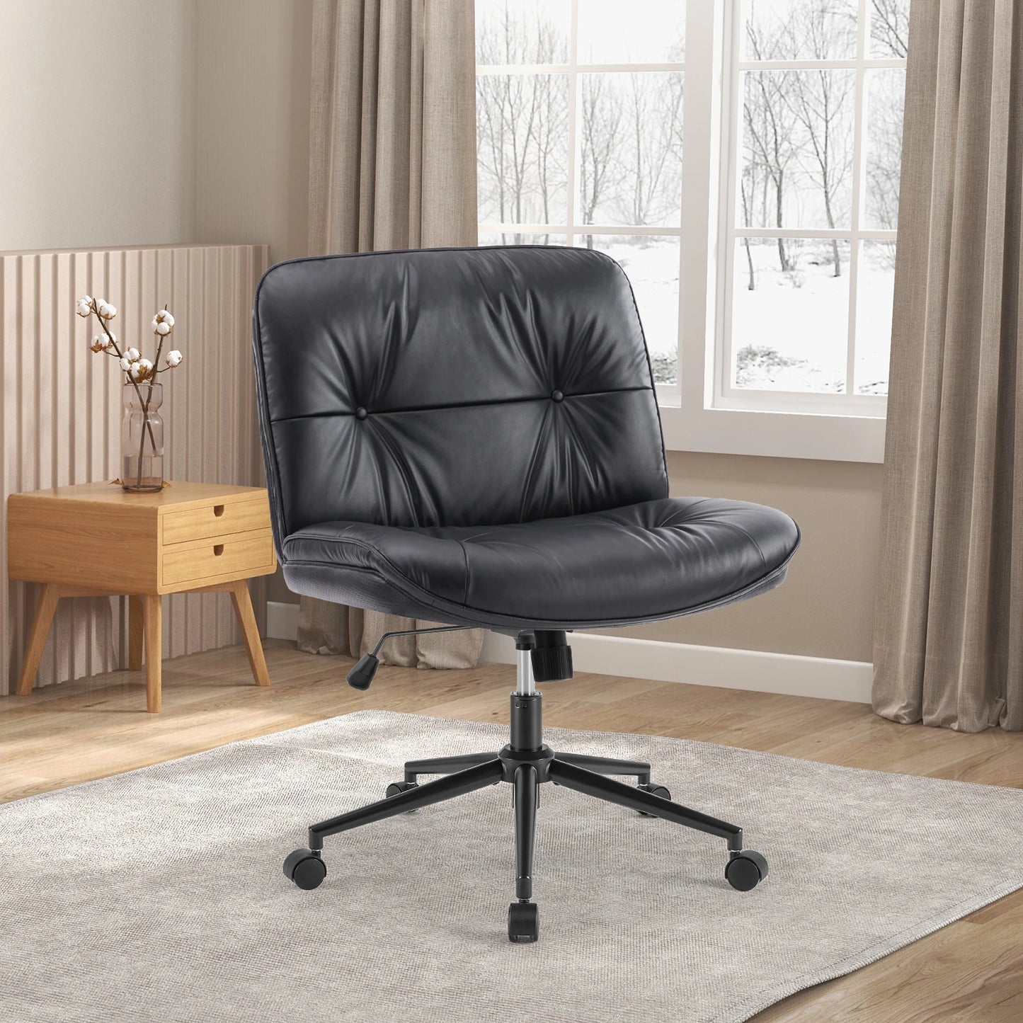 MBM Cross Legged PU Leather Chair