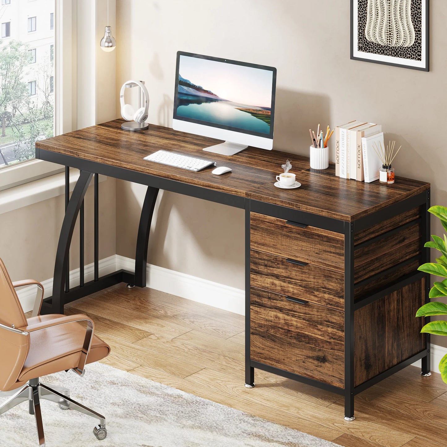 MBM Industrial Style Computer Desk 59 Inch