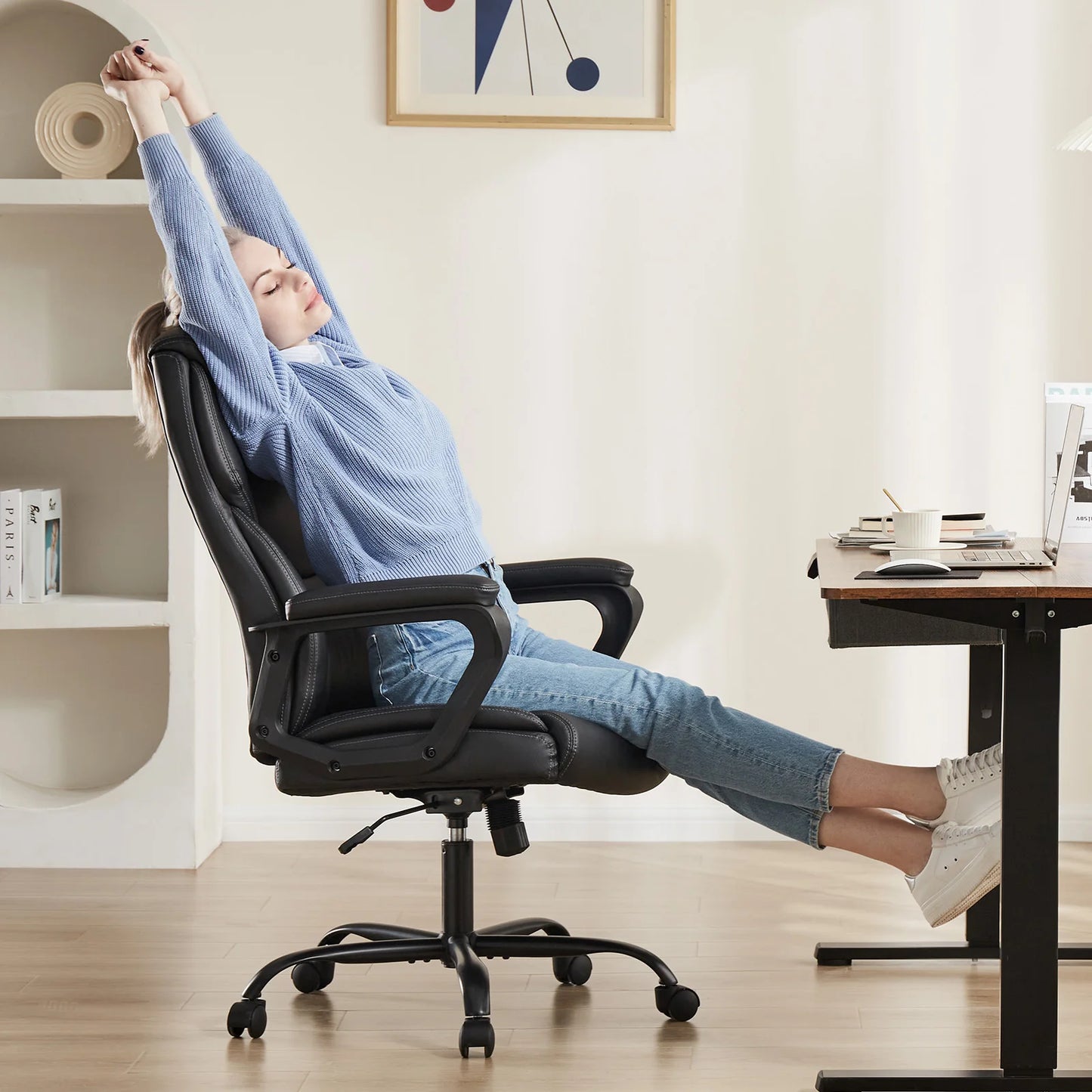 MBM PU Leather Gaming Chair with Padded Armrests Ergonomic Rocker for Gaming & Office