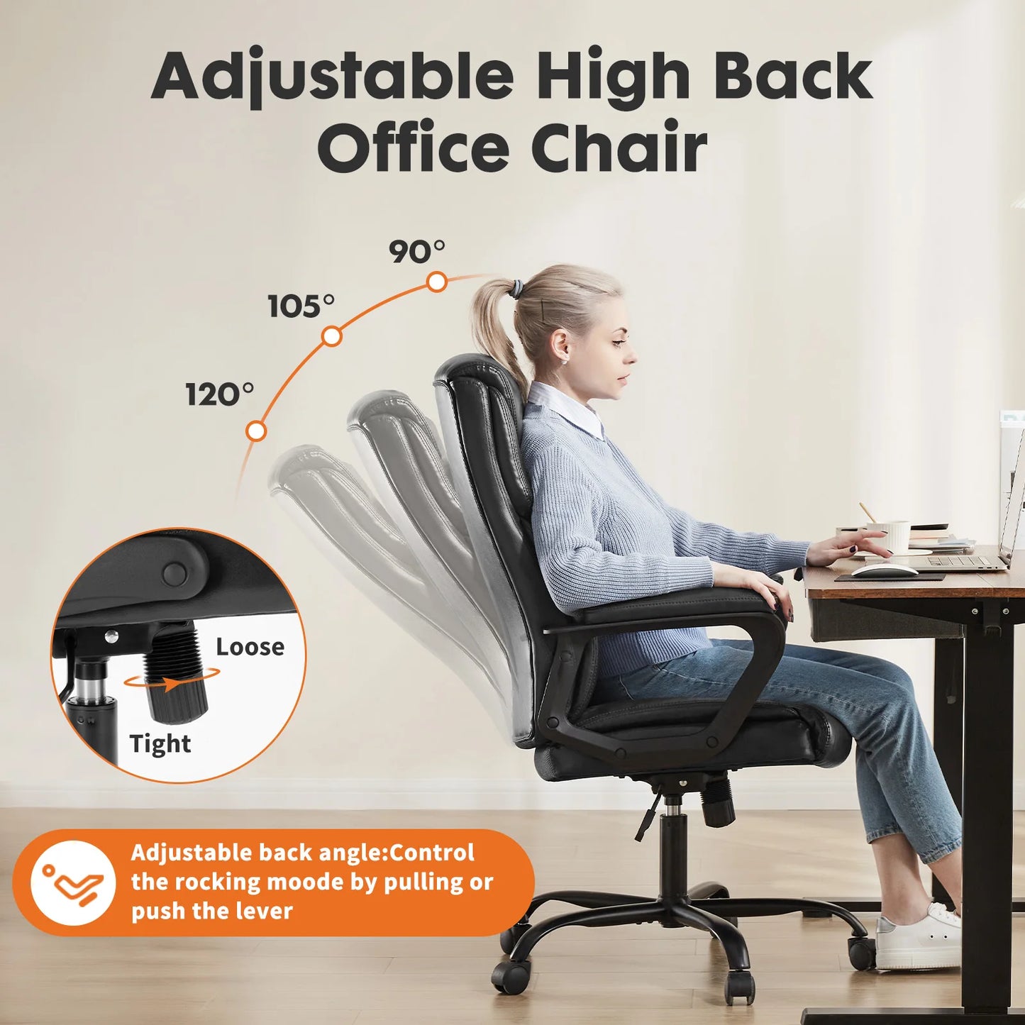 MBM PU Leather Gaming Chair with Padded Armrests Ergonomic Rocker for Gaming & Office