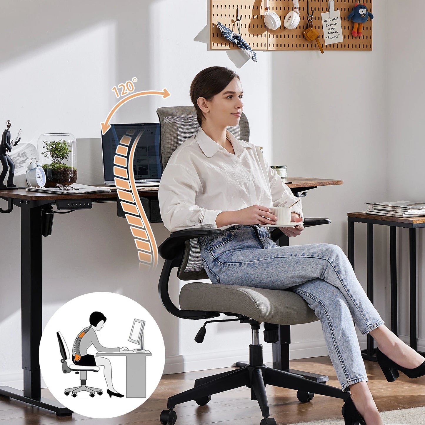 MBM High Back Mesh Office Chair with Flip Up Armrests