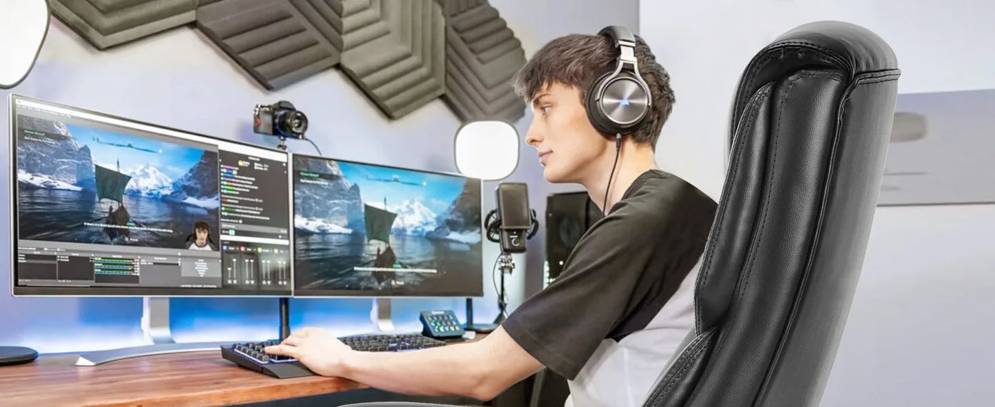 MBM PU Leather Gaming Chair with Padded Armrests Ergonomic Rocker for Gaming & Office