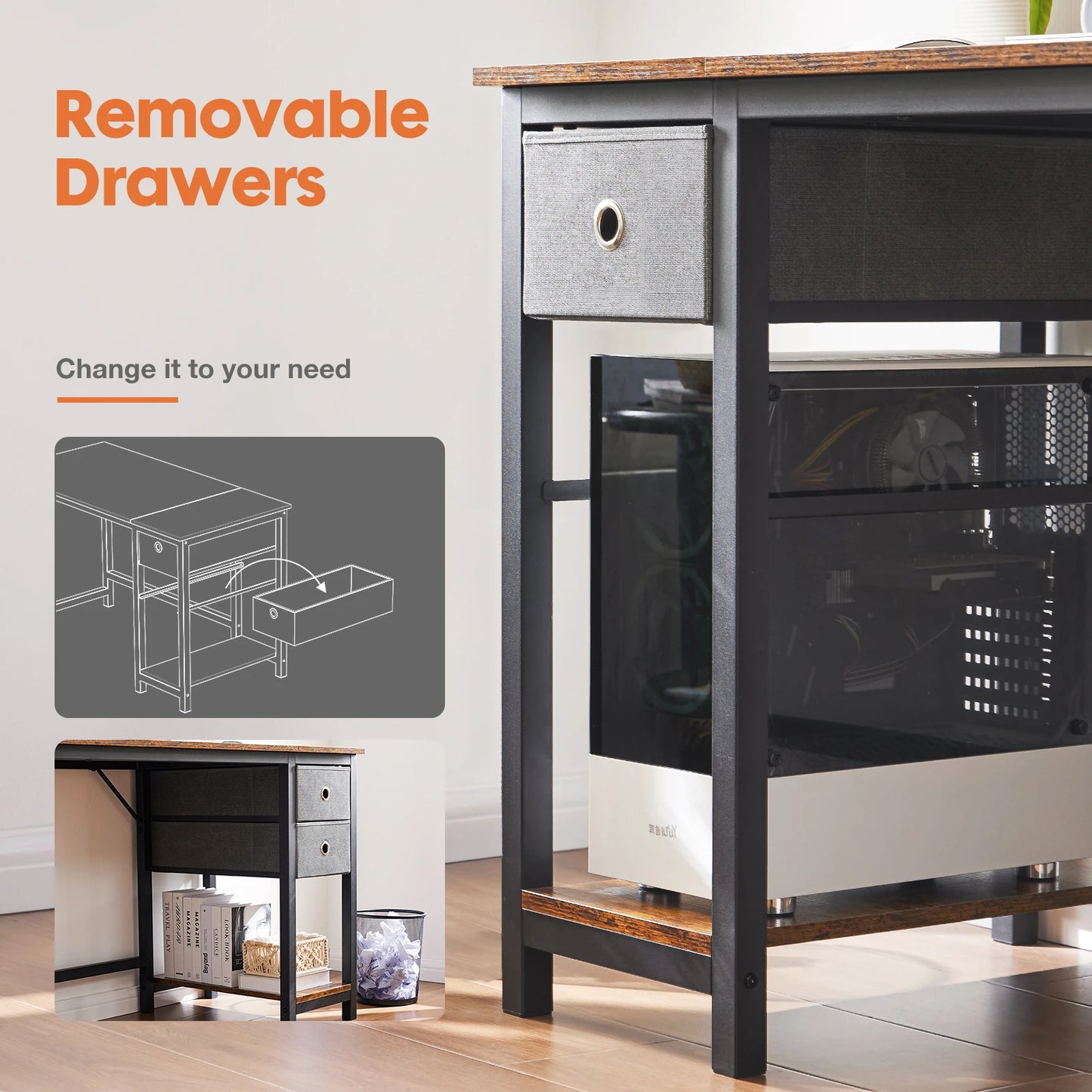 MBM Computer Desk with Two Tier Drawers