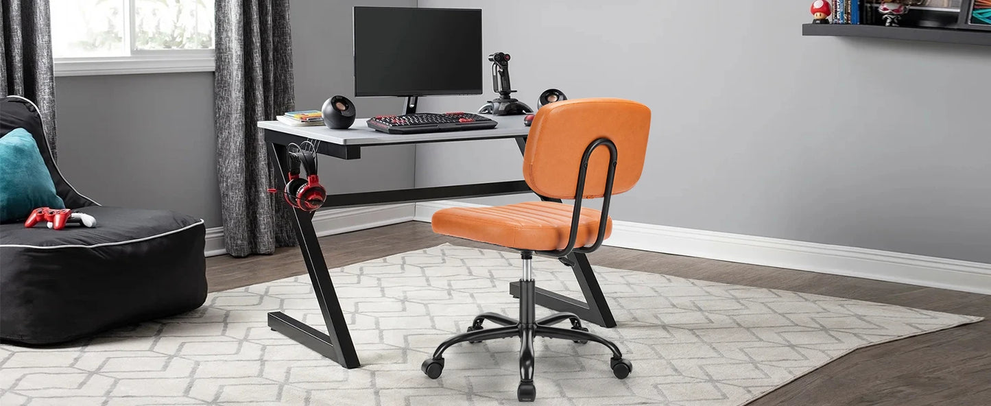MBM Armless PU Leather Office Chair Modern Adjustable Height Desk Chair