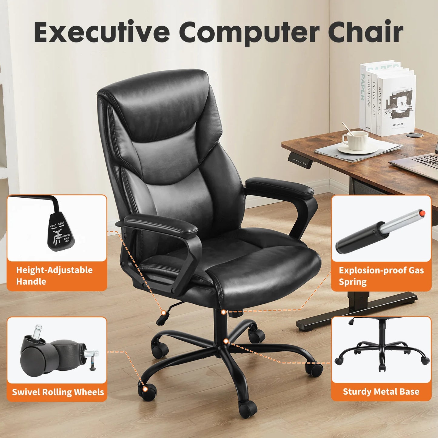 MBM PU Leather Gaming Chair with Padded Armrests Ergonomic Rocker for Gaming & Office