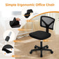 MBM Mesh Armless Office Chair with Lumbar Support – Low Back, Adjustable Height, 360° Swivel, Rolling Computer Chair