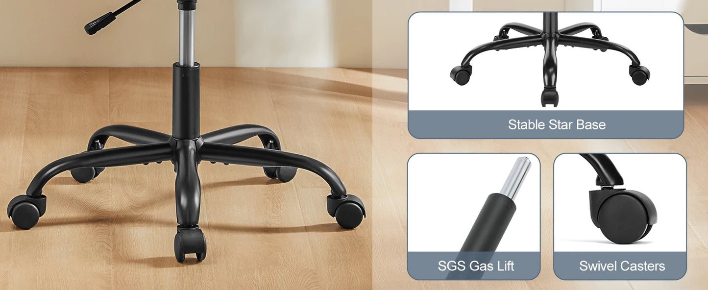 MBM Armless PU Leather Office Chair Modern Adjustable Height Desk Chair