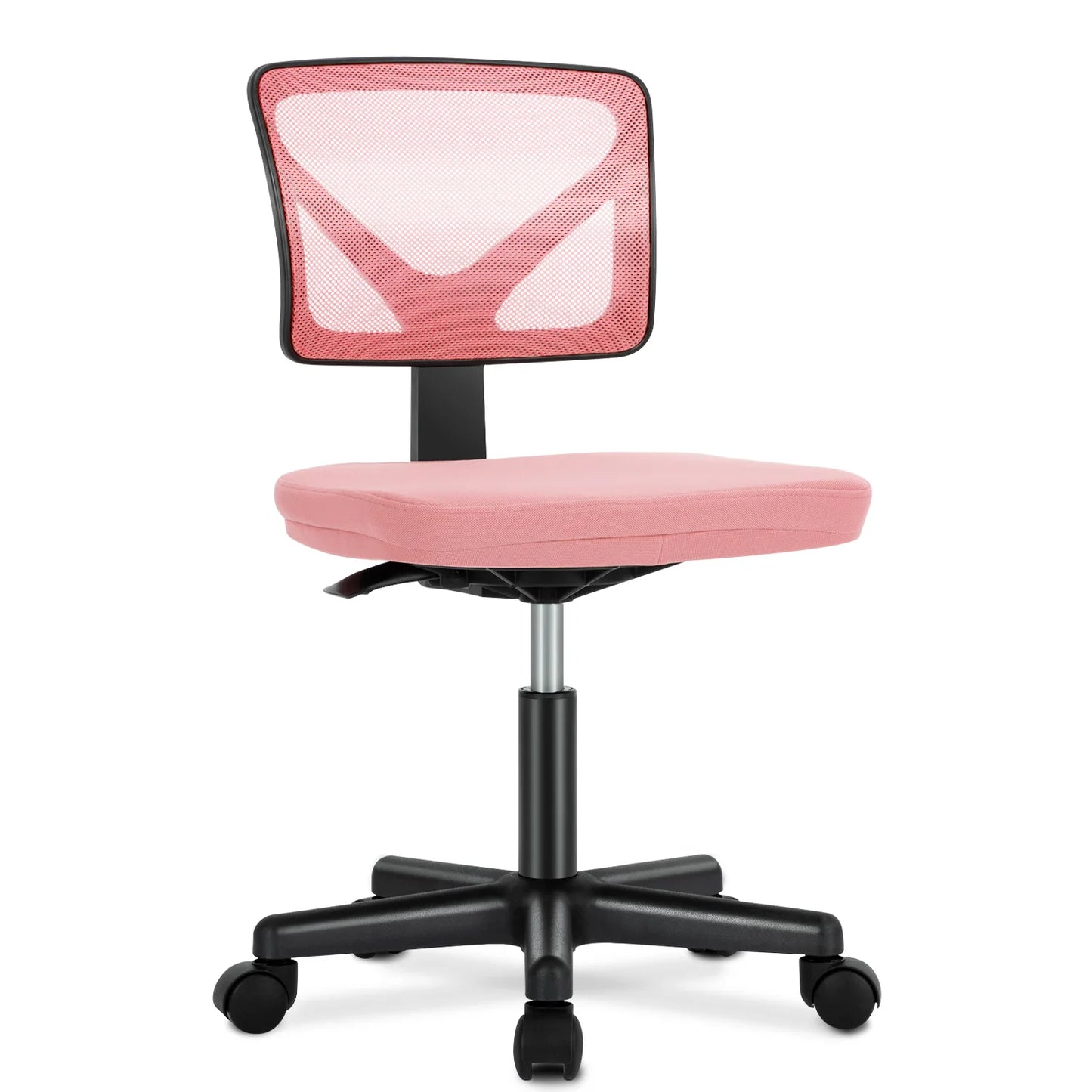 MBM Mesh Armless Office Chair with Lumbar Support – Low Back, Adjustable Height, 360° Swivel, Rolling Computer Chair